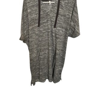 Plus Sz Ideology Women's 1X Sweatshirt Top Tunic Hooded Sleeveless Pocket Gray
